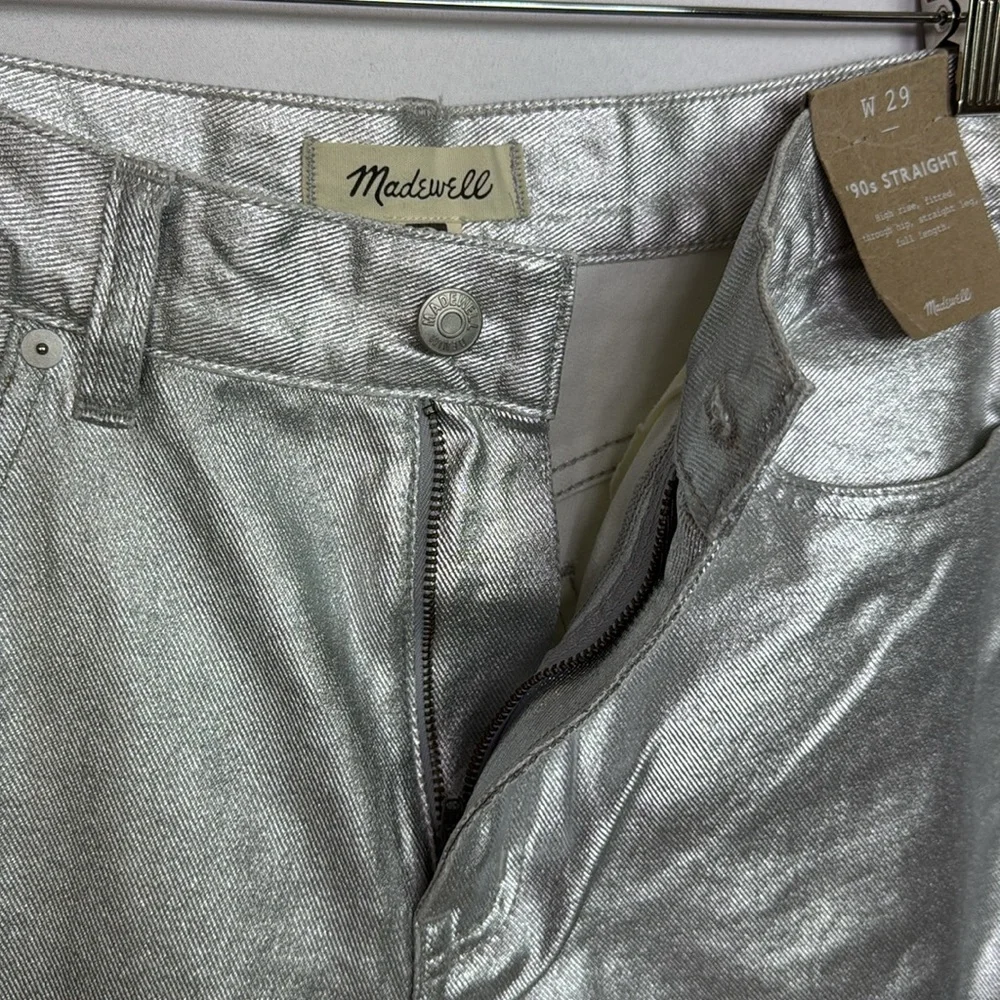 Madewell 90s Straight Jeans Size 29 Silver Metallic Women’s High Rise‎